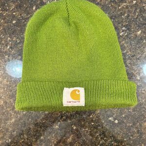 Carhartt Unisex Green Ribbed Knit Beanie Hat Winter Casual
